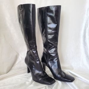 Nine West Neola tall black leather heeled boots